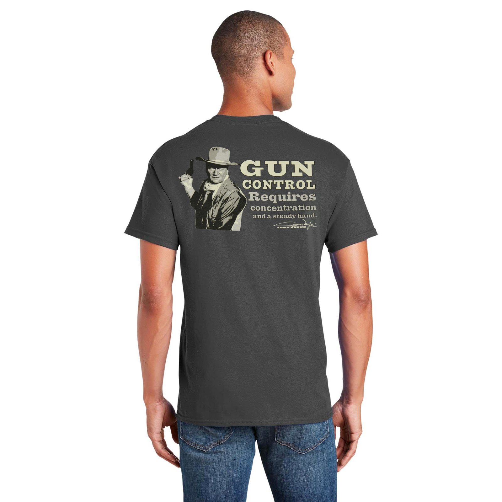 John Wayne Gun Control Men’s Gray T-Shirt