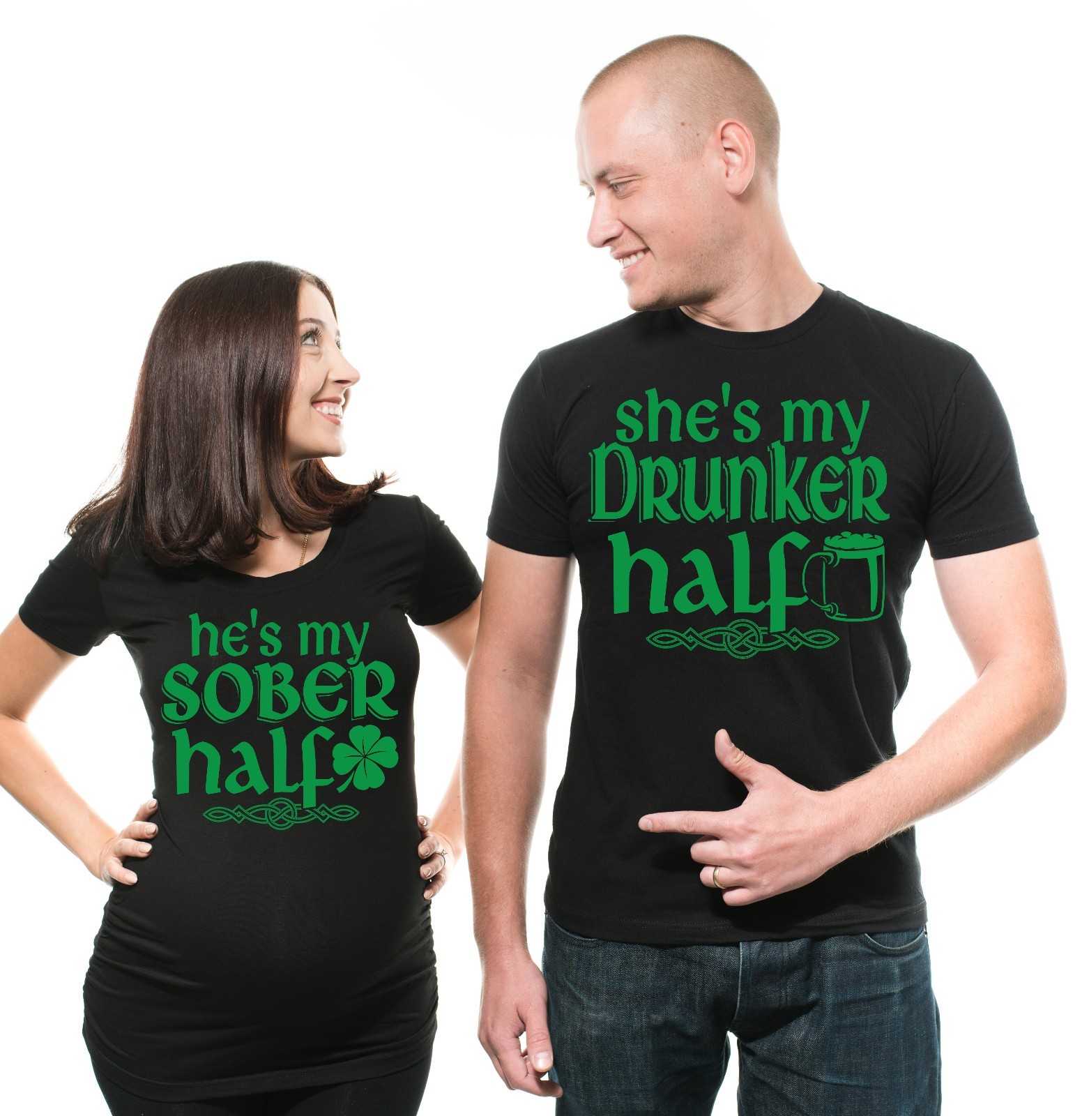Funny Drunker Sober Maternity Pregnancy T-Shirt ST Patrick’s Day Shirt Paddys T