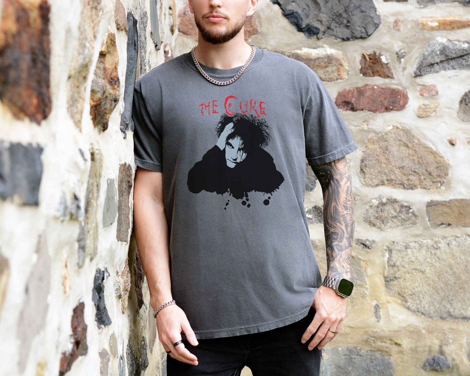 The Cure Robert Smith T-Shirt on Premium Vintage Black Comfort Colors 1717 Tee