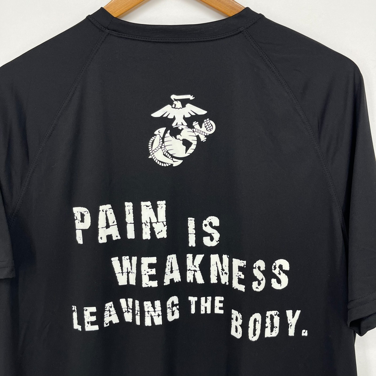 USMC Marines Short Sleeve T-Shirt Men’s Size L Black Moisture Wicking USA NWOT