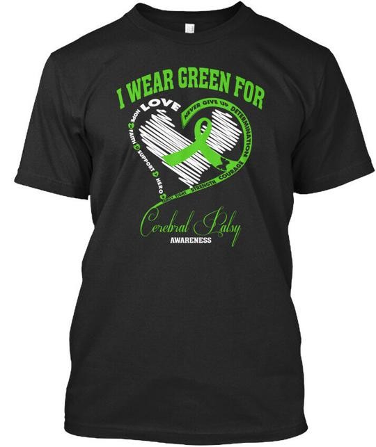 I Wear Green For Cerebral Palsy Never Give Up T-Shirt Made in USA Size S to 5XL