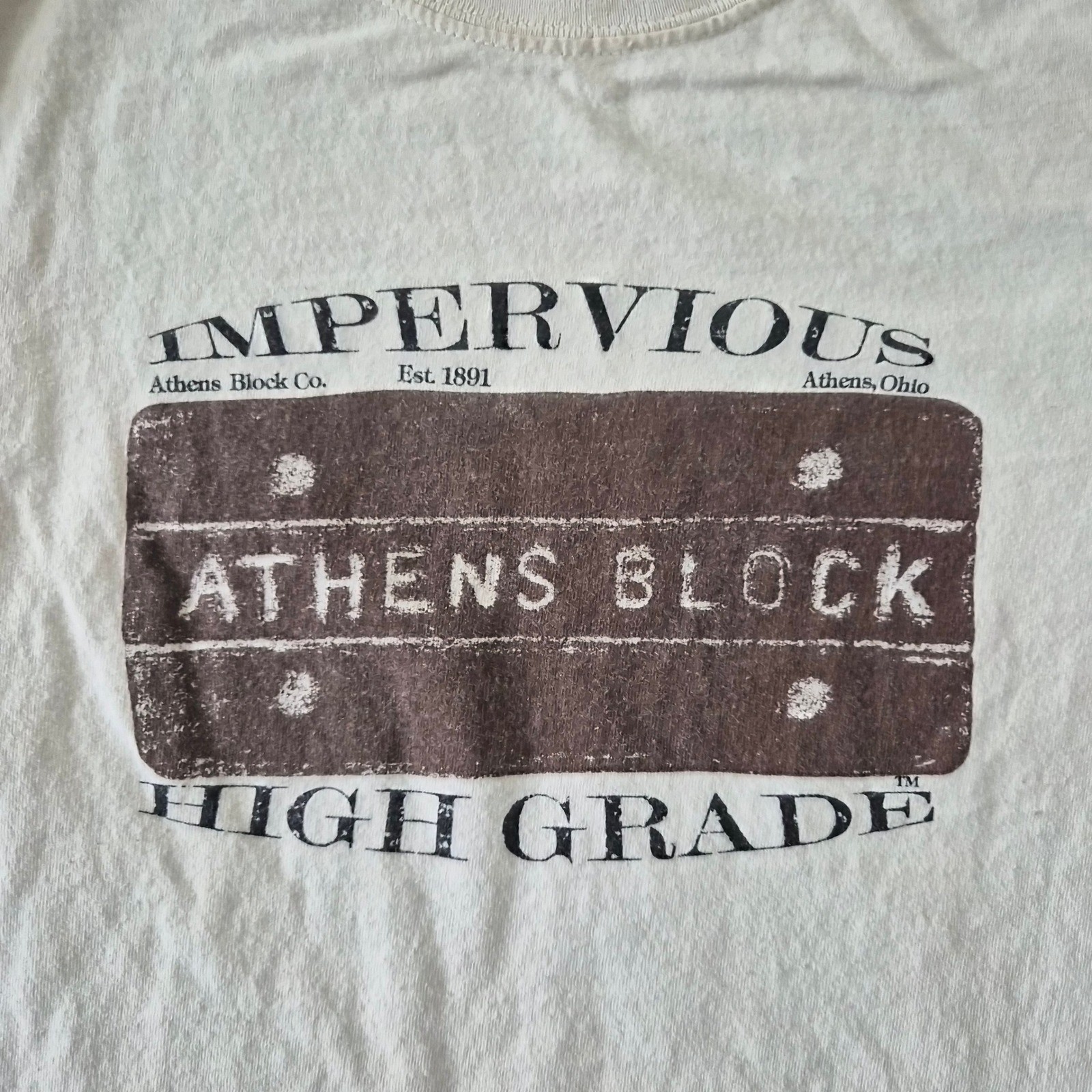 Gildan Mens Impervious Athens Block Co Ohio Graphic T-Shirt Cream Small S