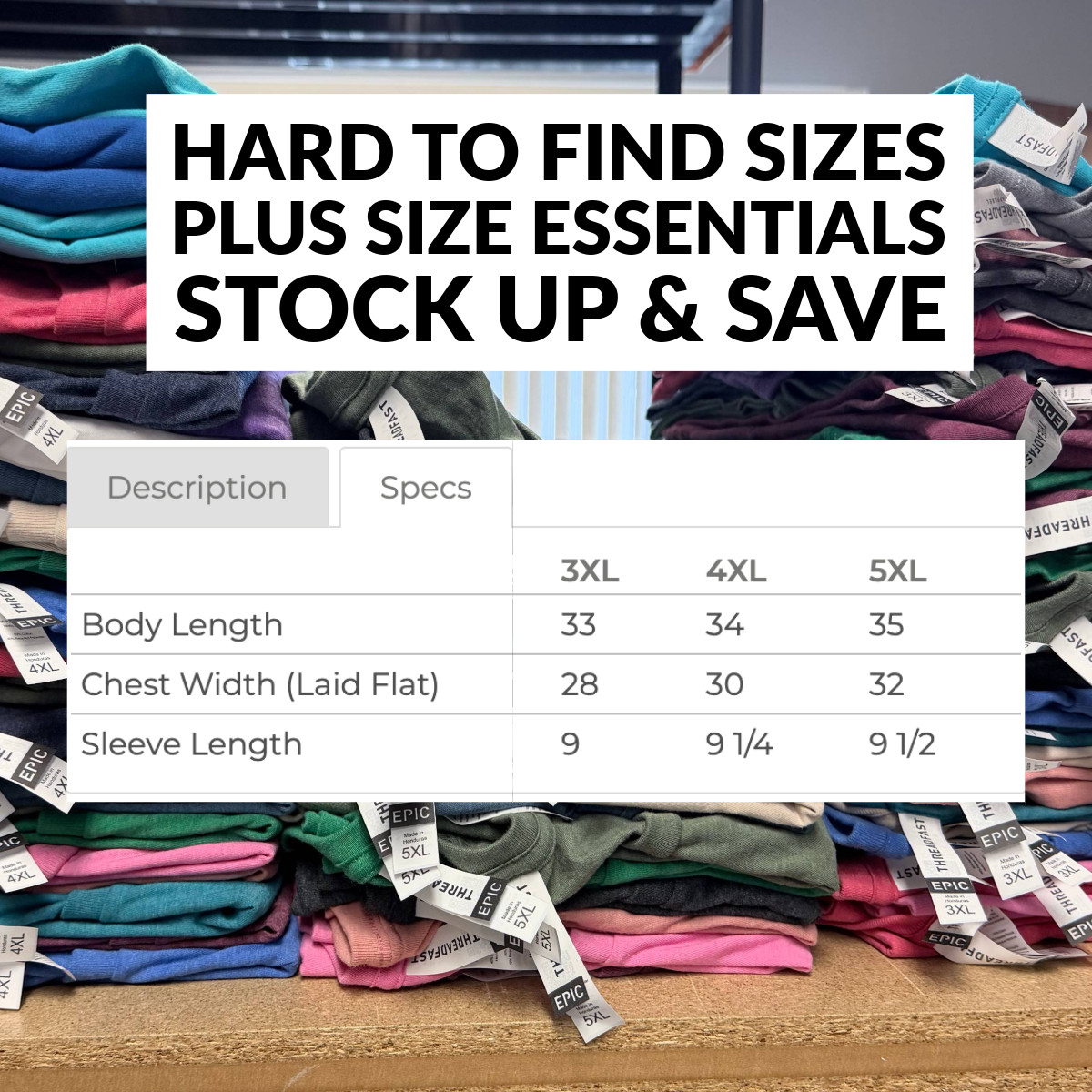 6 Pack 5XL Threadfast T Shirts Blank Tees Bulk Lot Plus Size Big and Tall