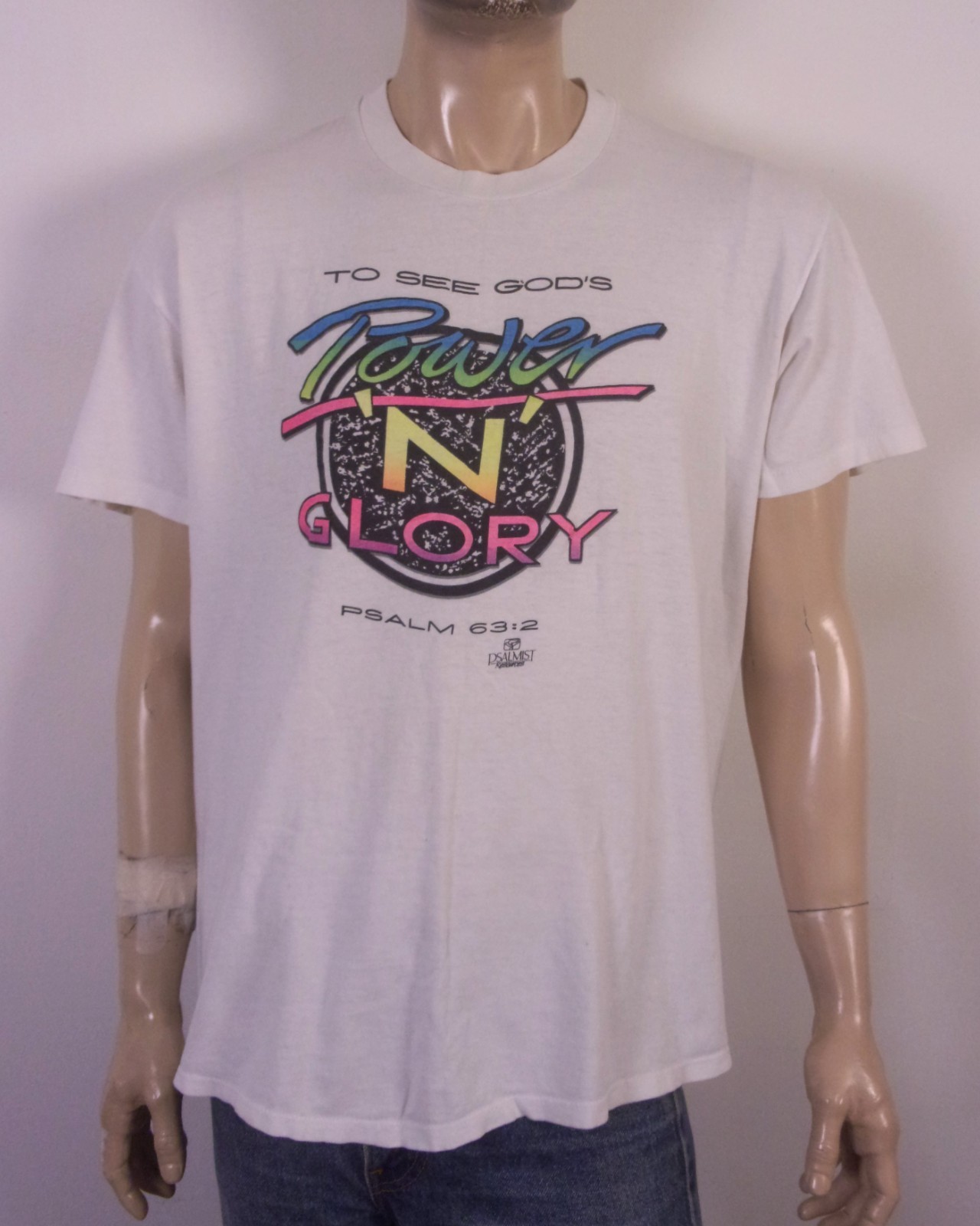 vintage 80s God’s Power N Glory T-Shirt Single Stitch Jesus Religious Xian SZ XL