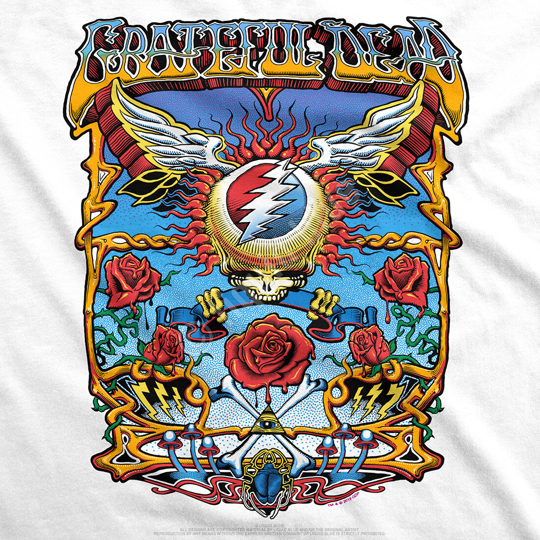 GRATEFUL DEAD-FLYING SYF- STEAL YOUR FACE-WHITE T-SHIRT S-M-L-XL-2X-3X-4X-5X-6X