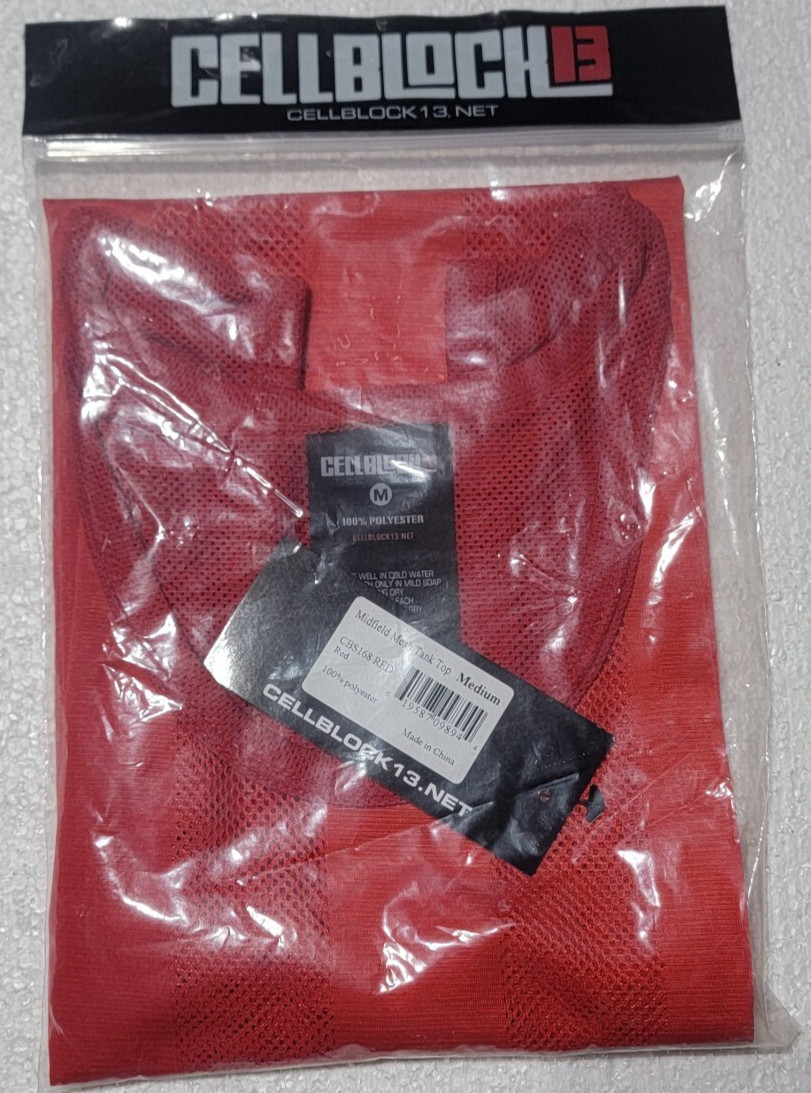 CELLBLOCK 13 TANK TOP, SIZE M, RED, 100% POLYESTER, MESH, FOR THE AUDAZ MEN