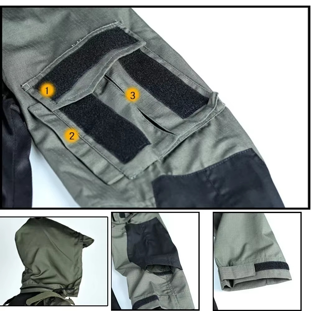 Tactical Combat Shirts Men Long Sleeve Breathable T-Shirt Camo Hooded Quick-Dry