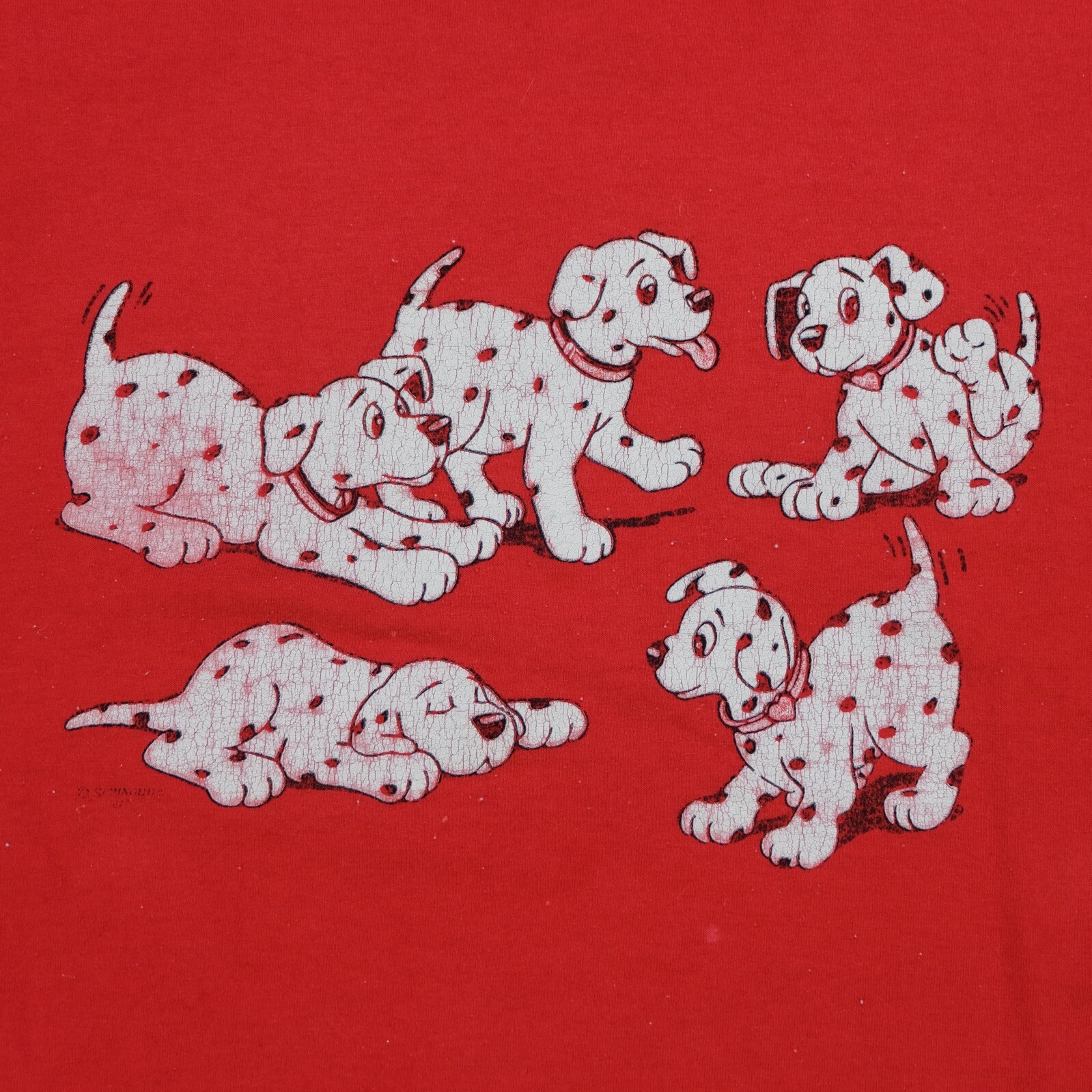 Rare Vintage DISNEY 101 Dalmatians Dogs Playing Single Stitch T Shirt 90s Red