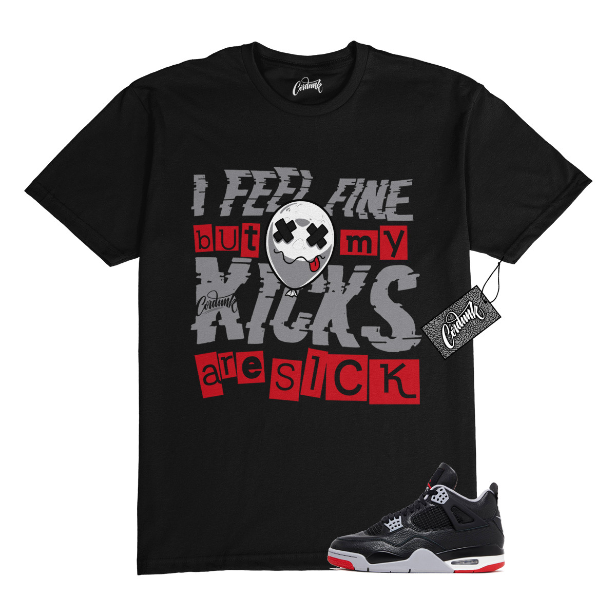 4 Bred Reimagined Black Cement Grey Varsity Red Summit White T Shirt Match SICK