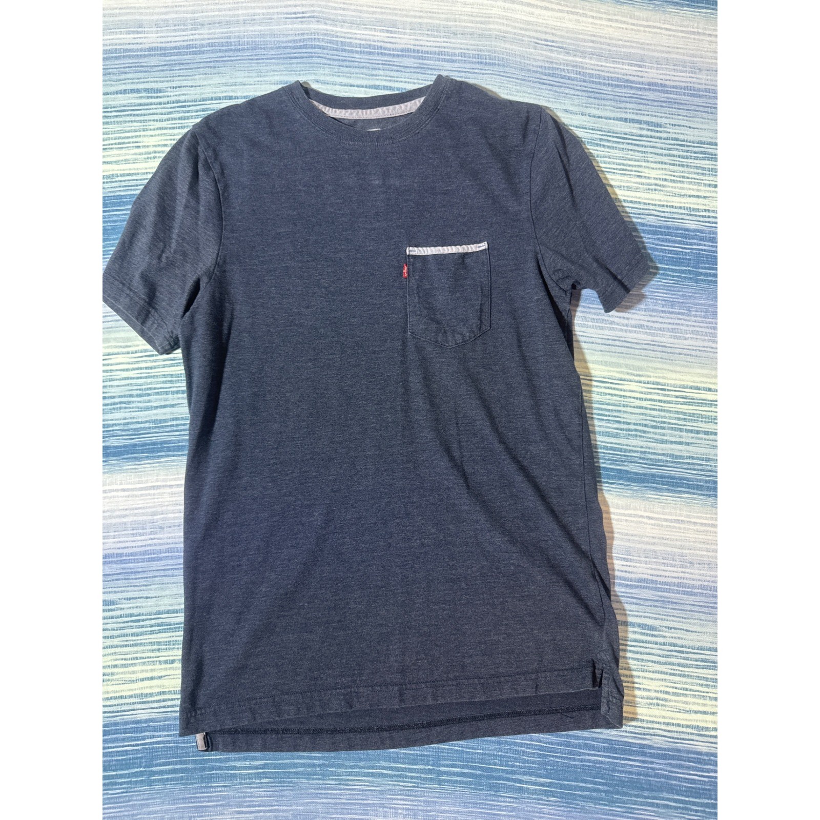Levis Mens Small Navy Blue Heather Pocket T-Shirt Short Sleeve Crew Neck Tee