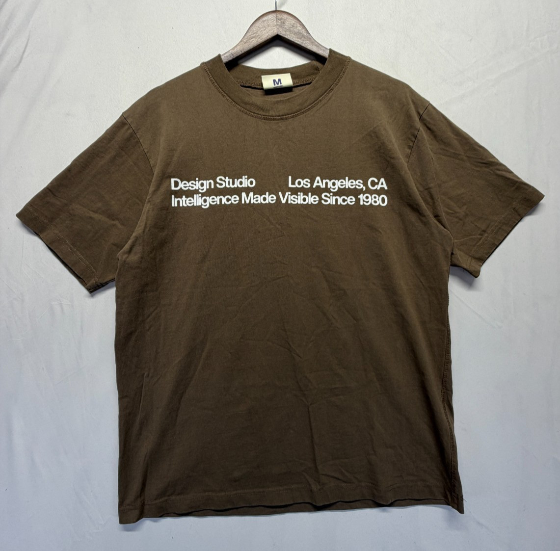 PacSun Design Studio T-Shirt Mens Medium Brown Text Graphic Back Everyday Wear