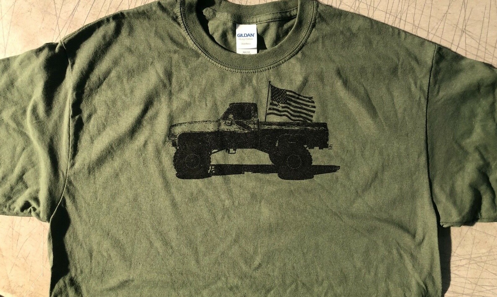 SQUARE BODY CHEVY TSHIRT AMERICAN FLAG TRUCK SQUAREBODY