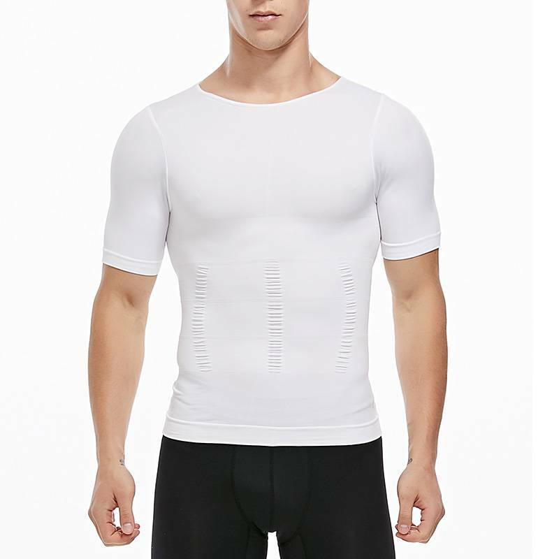 Men Slimming Body Shaper T-shirt Abs Abdomen Compression Tee Workout Tank Tops