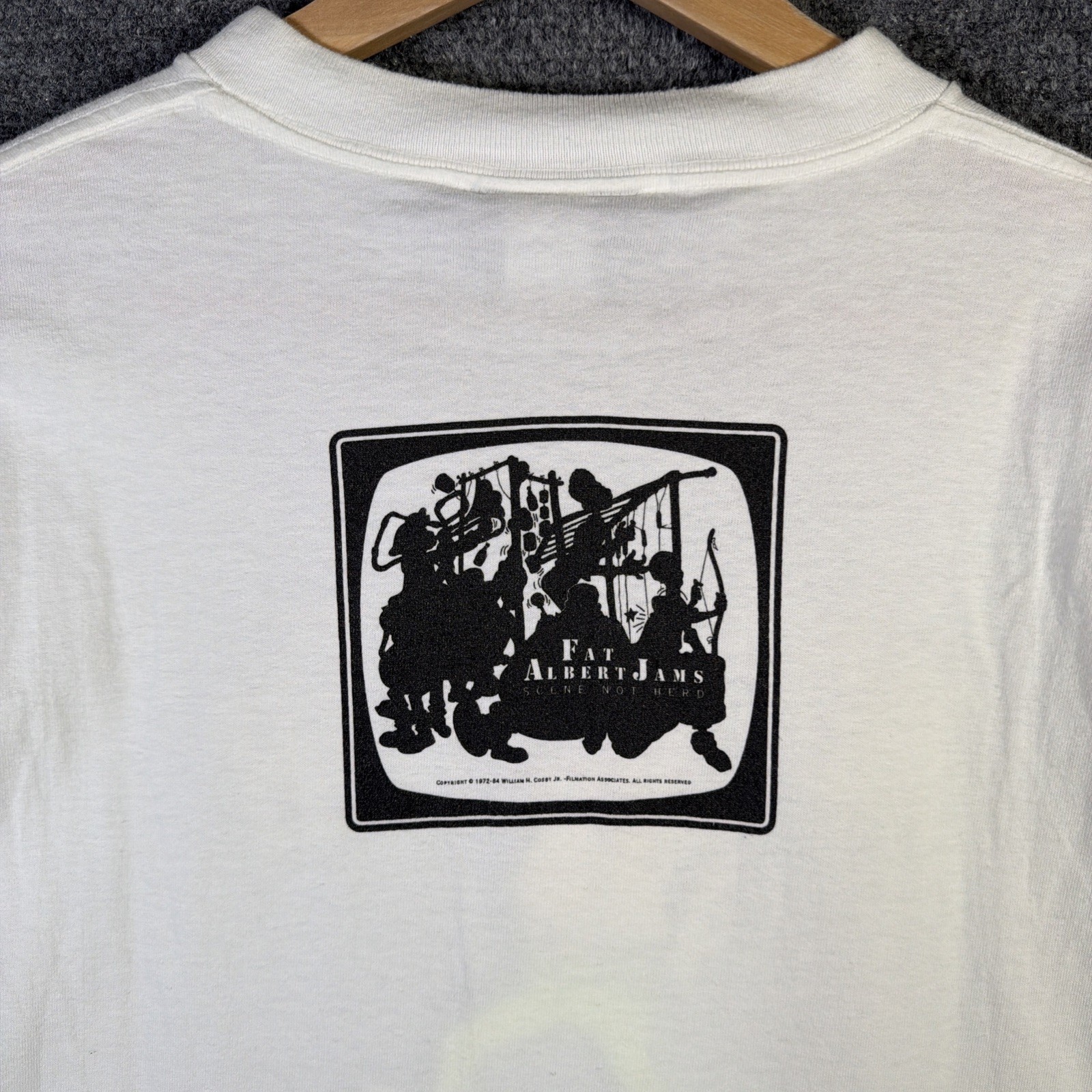 Vintage Fat Albert Shirt Mens XL White 90s USA Mushmouth Cartoon Rare Parody USA