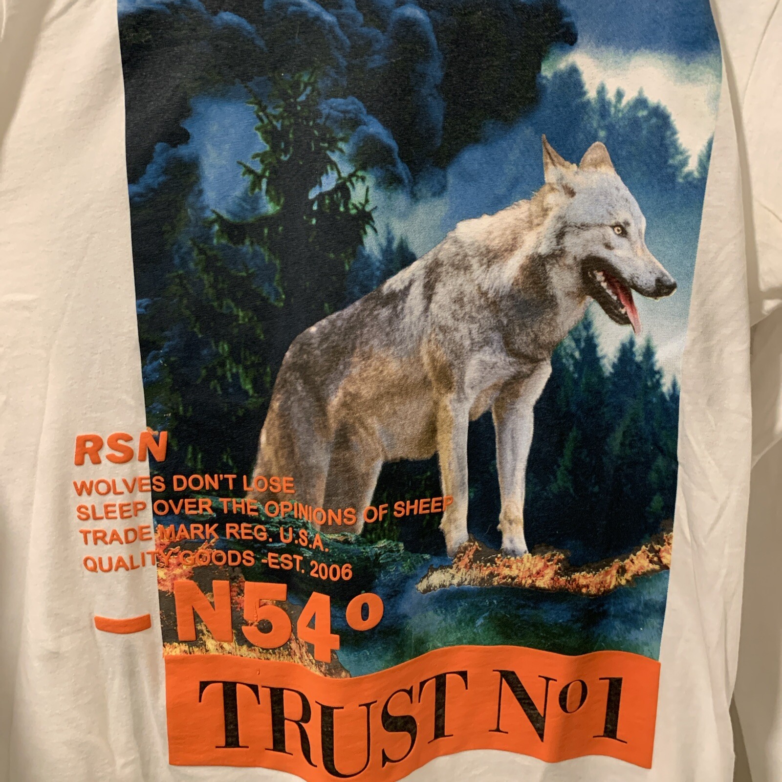 Reason Clothing Brand Trust No 1 Wolves Sheep White Long Sleeve Shirt Men’s M