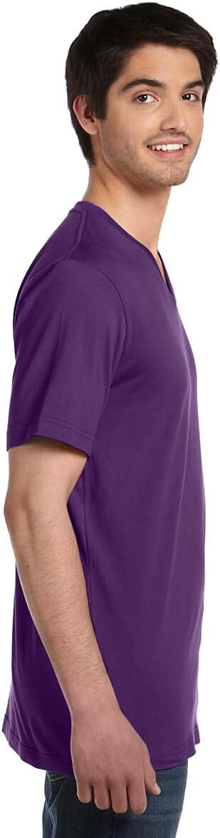 Armani Exchange Mens Slim Fit Short Sleeve Pima Cotton V Neck Shirt Purple Large