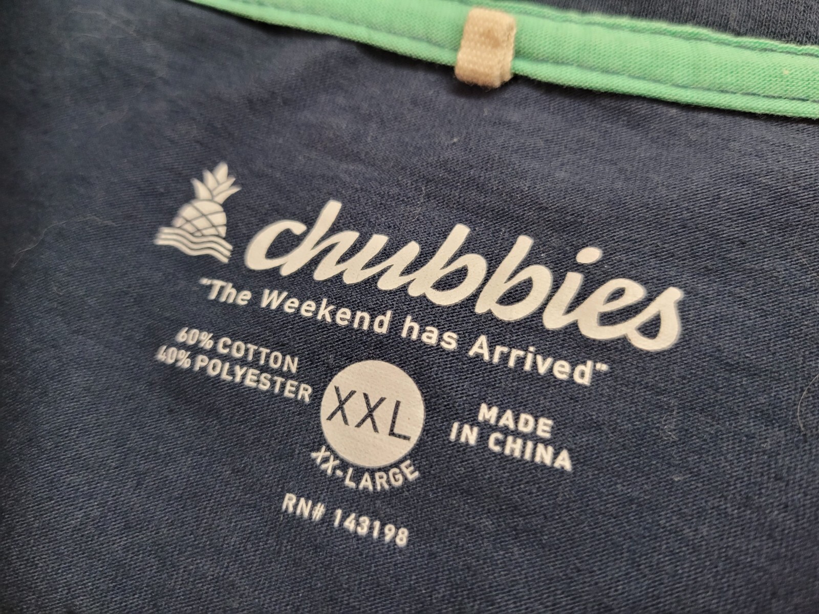 Chubbies Shirt Mens 2XL Blue Pocket Tee Logo Taco Weekend Neon Pineapple Casual