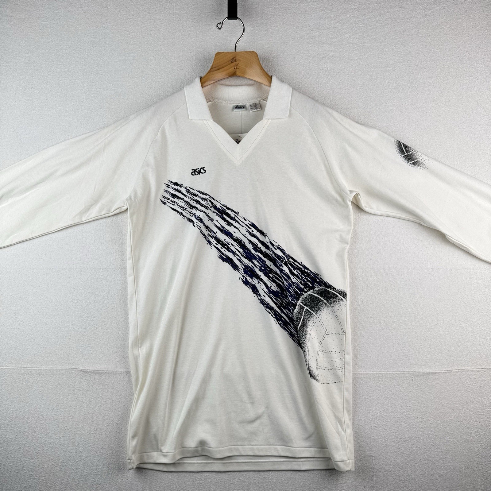 90’s Vintage ASICS Mens 2XL Volleyball Long Sleeve Collar V-Neck New Deadstock