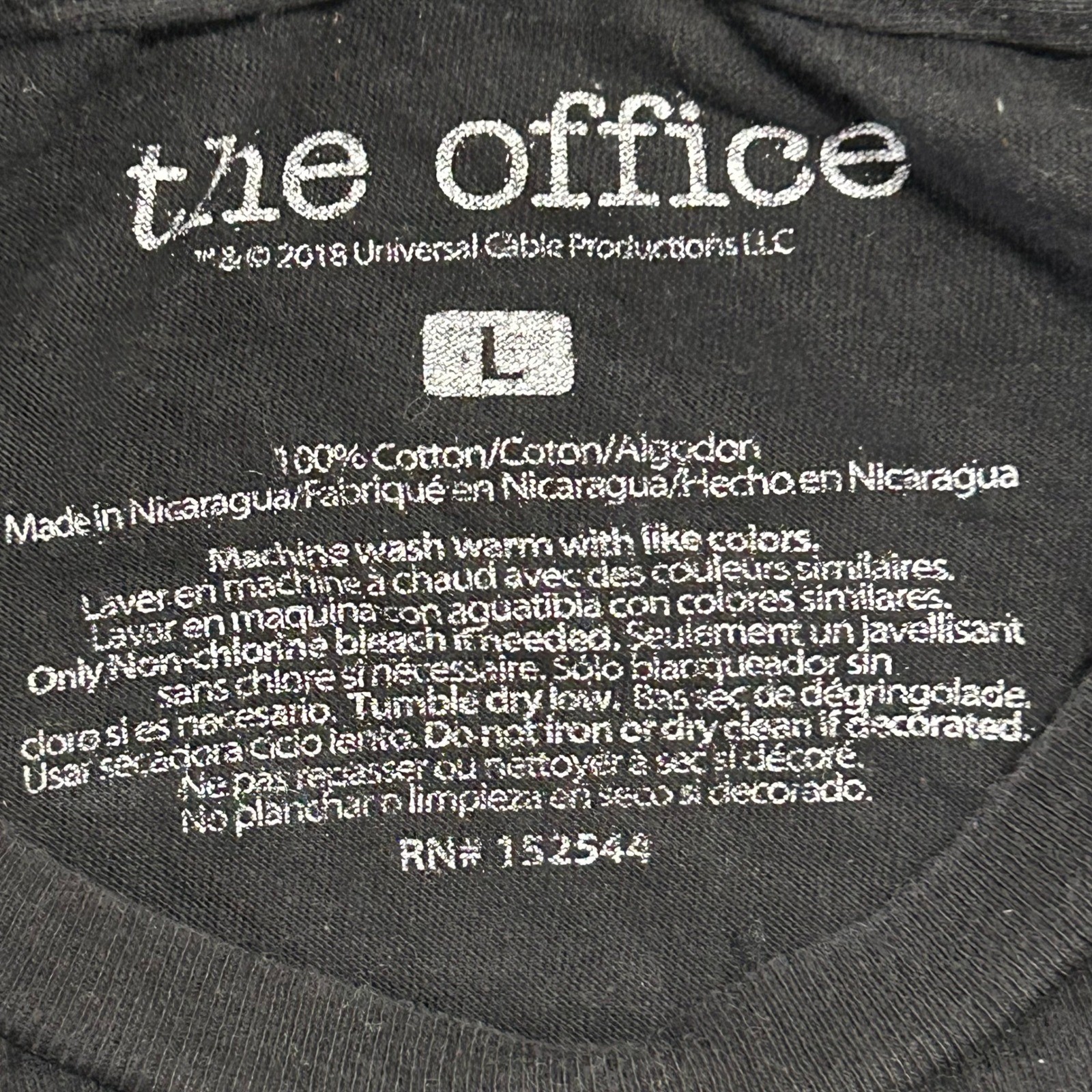 The Office T-Shirt Mens Size L Black Dwight Schrute Assistant Regional Manager