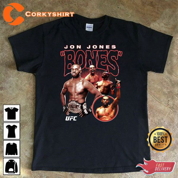 Hot Jon Bones Jones Black Cotton Shirt Men’s Short Sleeve Full Sizes Tee ST400
