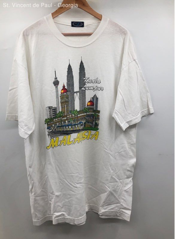 American Vintage White Kuala Lum Pur Malaysia Vintage Tourist Graphic T-Shirt XL
