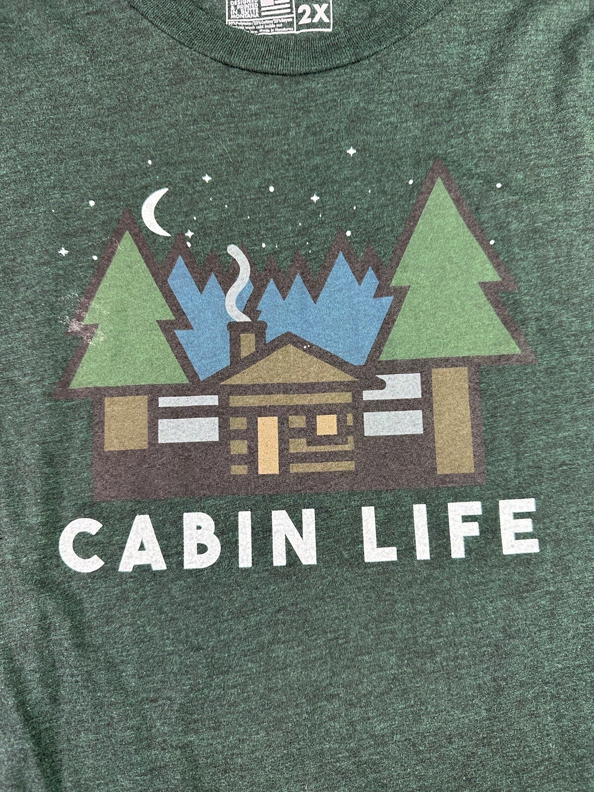 5518 Designs Mens 2XL Short Sleeve Shirt Cabin Life Dark Green