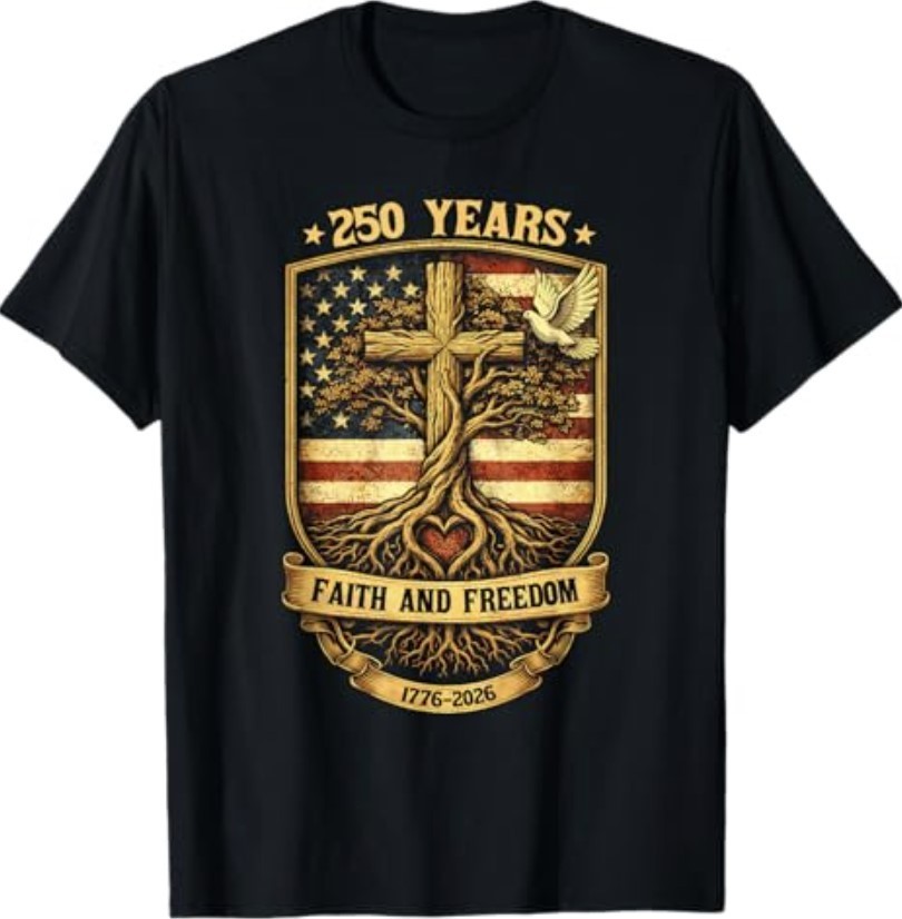 Faith Freedom 250 Years 4th of July 250th Anniversary USA T-Shirt