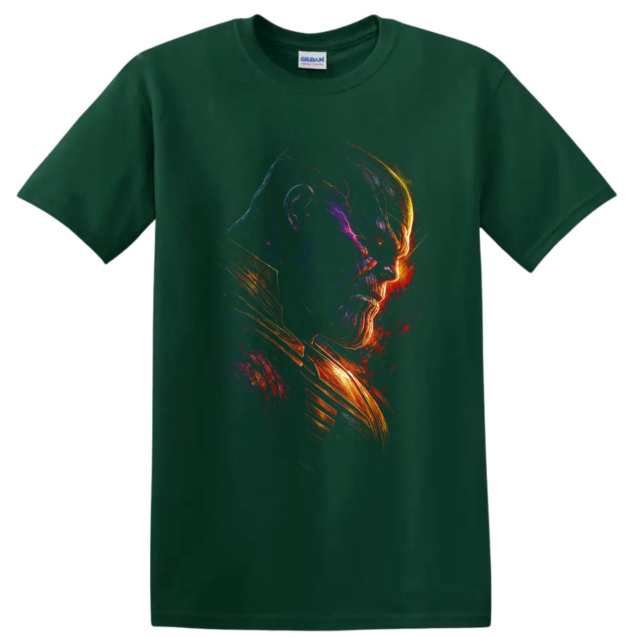 Thanos T Shirt Cosmic Villain Portrait Graphic Tee w Strong Glowing Art