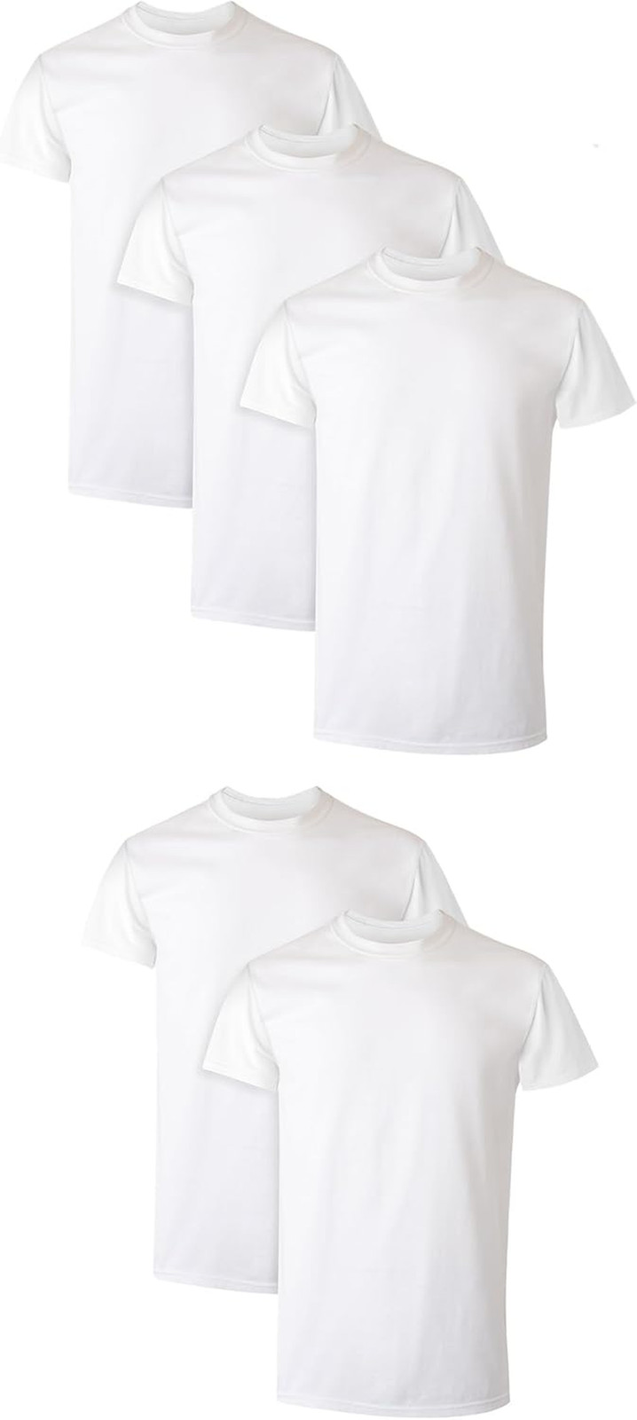 Mens TShirt Pack White Moisture Wicking Crewneck Undershirt 5 Pk