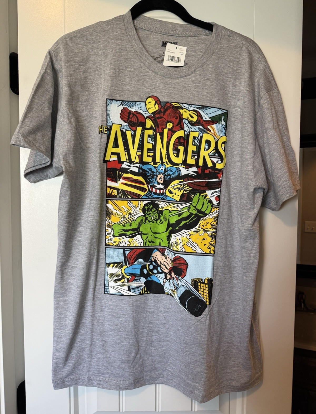Marvel Men’s Avengers Graphic Logo T-Shirt Gray Crew Neck Short Sleeve L