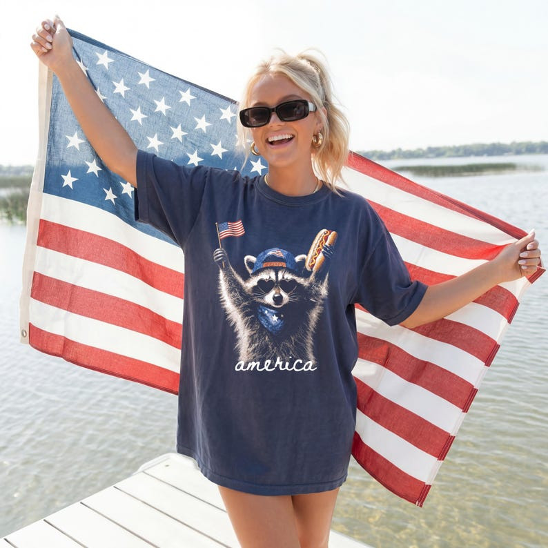 Feral & Free Racoon Comfort Shirt, 4th of July Shirt, USA Independence Day Shirt
