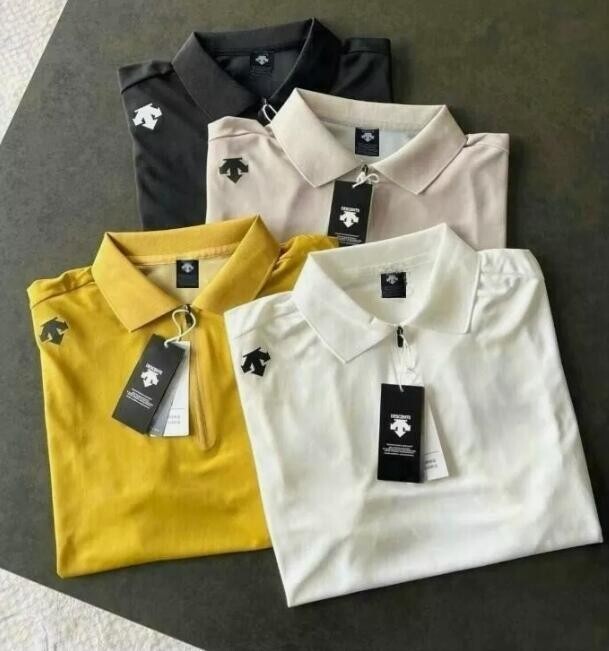 Descente Half Zipper Ice Feel Quick Drying Short Sleeves T-shirt