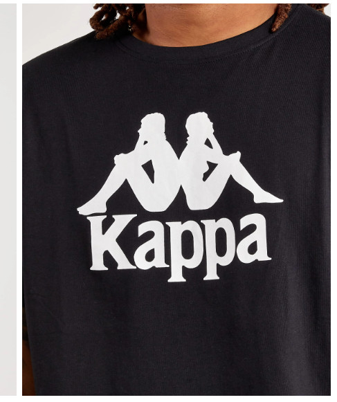 $50 KAPPA Black/White ESTESSI Regular Fit Short Sleeve Logo T-shirt Jersey NWT