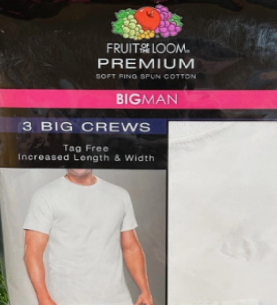 3 Pack Fruit of the Loom Premium Big Man Crew Neck 2XB T-Shirts White Mens NEW