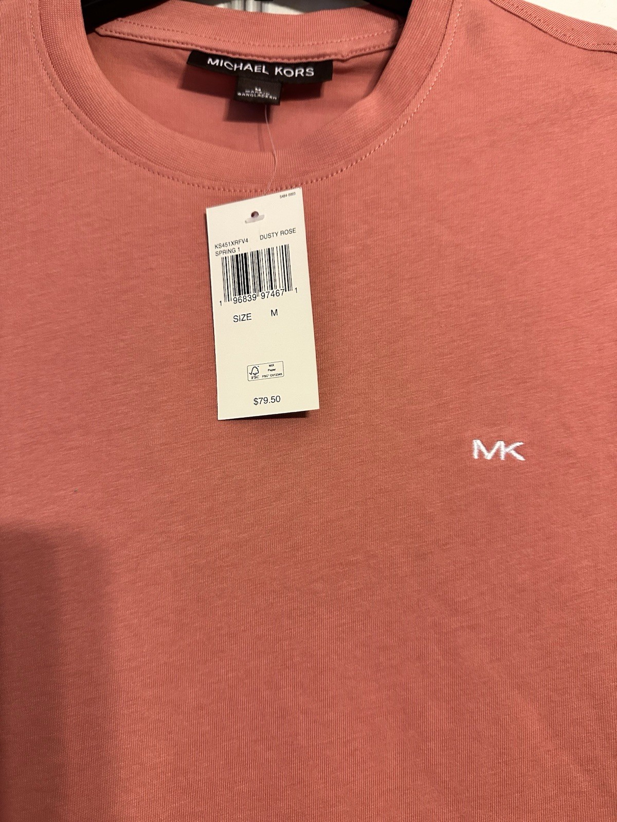 Michael Kors Men’s Short Sleeve T-Shirt Crew Neck Size Medium