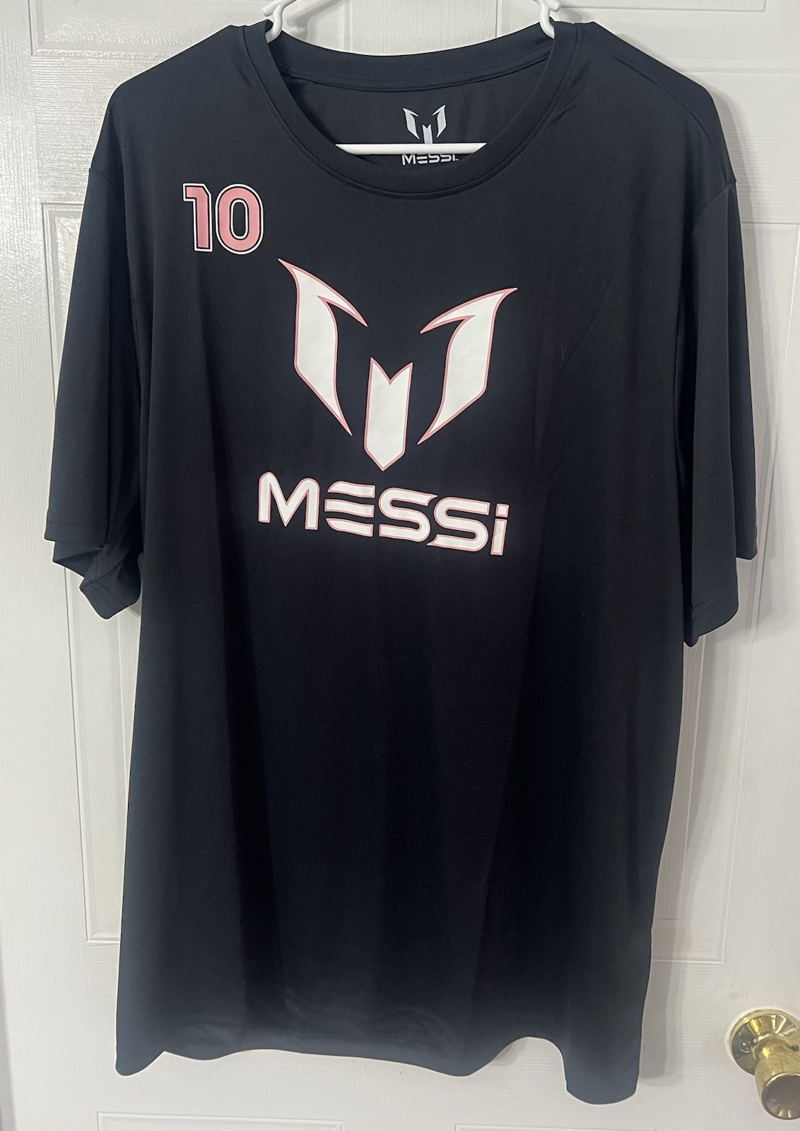 Messi Logo Tee Shirt Black Stretch Limo Size 2XL