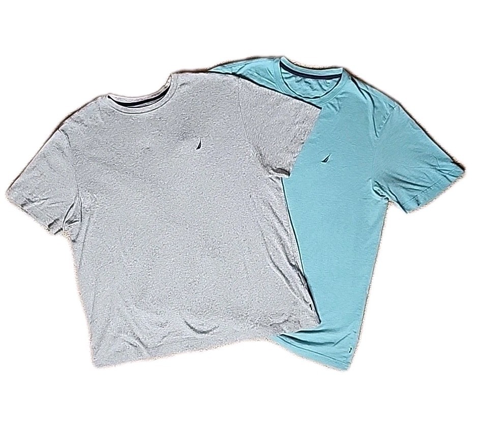 LOT OF 2 NAUTICA DECK SHIRT Mens XL TEAL GRAY EMBROIDERED Designer LOGO