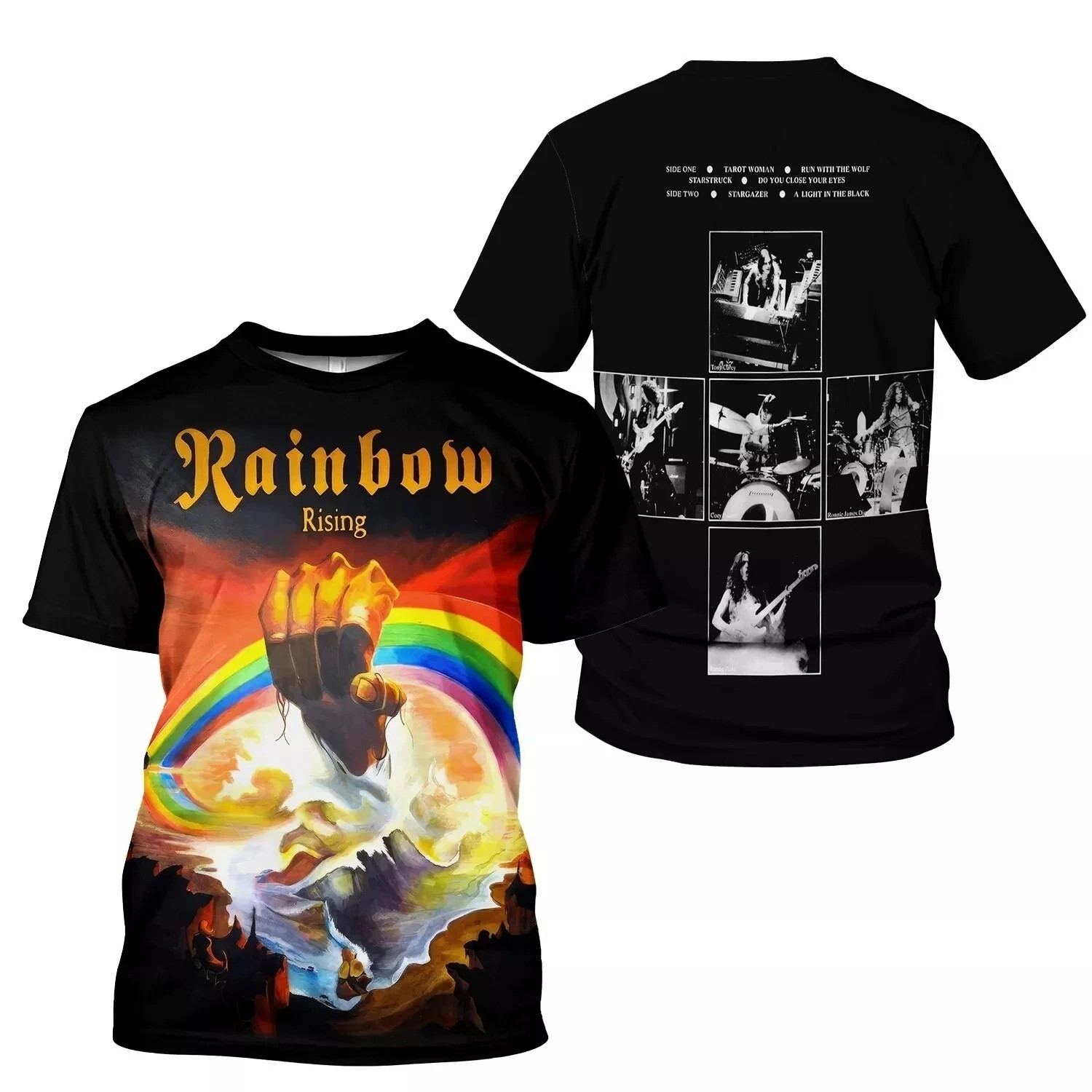 Classic Rock Graphic T Shirt Vintage Band Album Art Heavy Metal Tee Short Sleeve