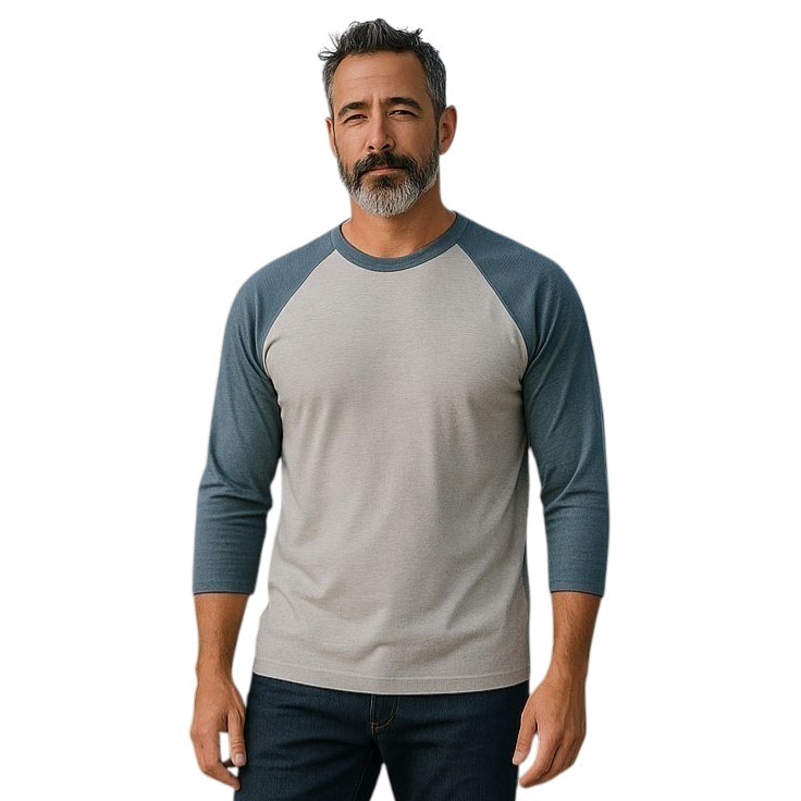 J. Crew Men’s Raglan Performance Tee Size Large Green & Gray Stretch Jersey NWOT