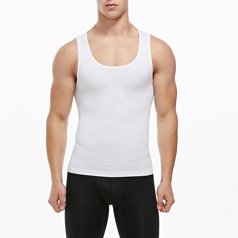 Mens Compression Shirt Slimming Body Shaper Vest Waist Trainer Vests Undershirts