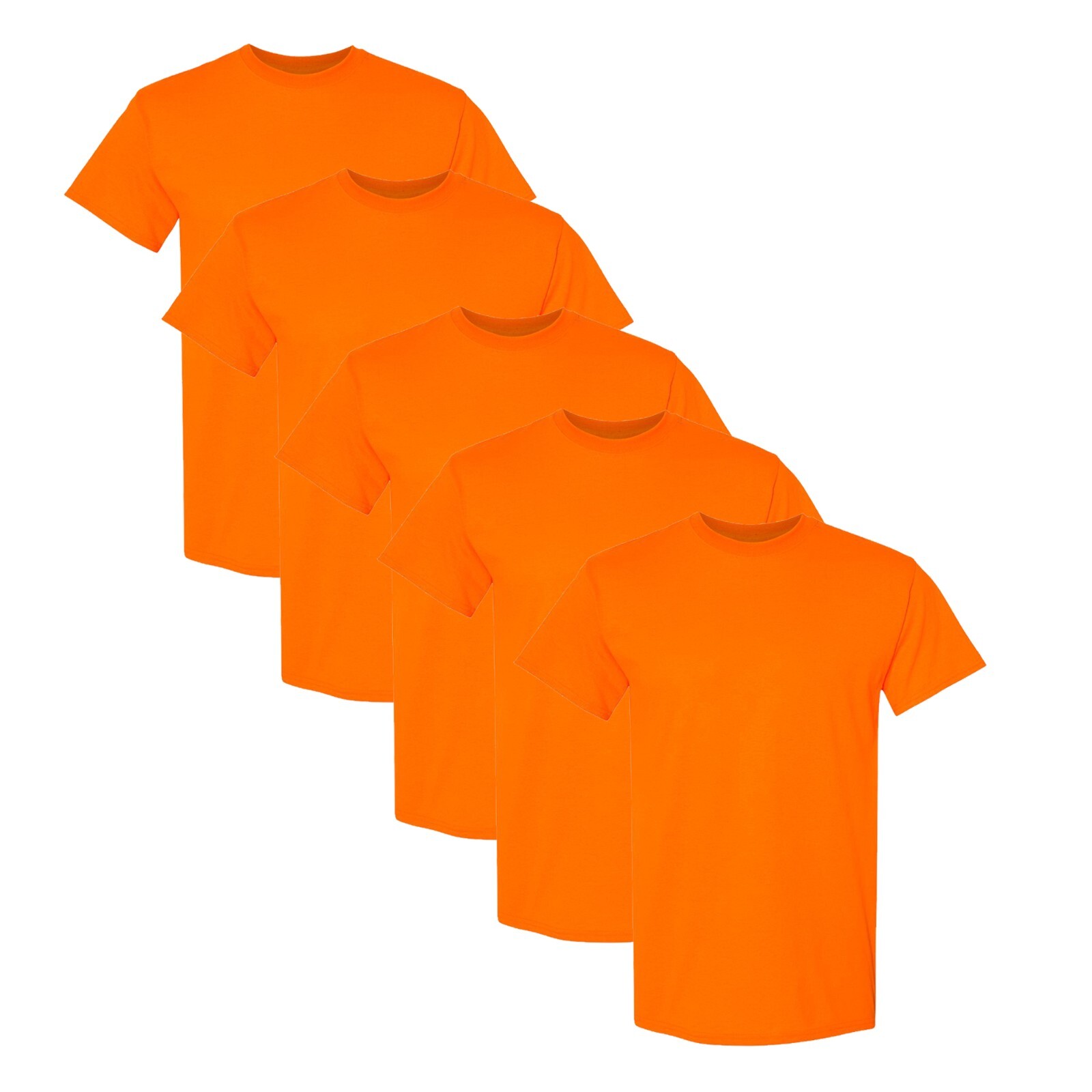 Hi Vis Safety Orange Shirts for Men 5.3 Oz Work Safety Pack 5 GILDAN