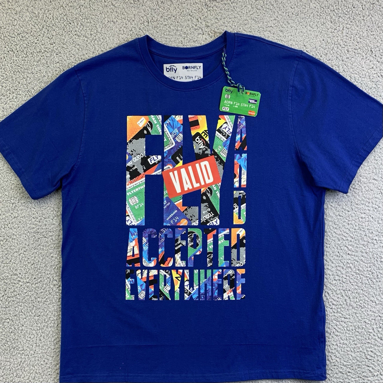 Born Fly Accepted Everywhere Royal Blue Men’s Short Sleeve T-Shirt Sz 2XL