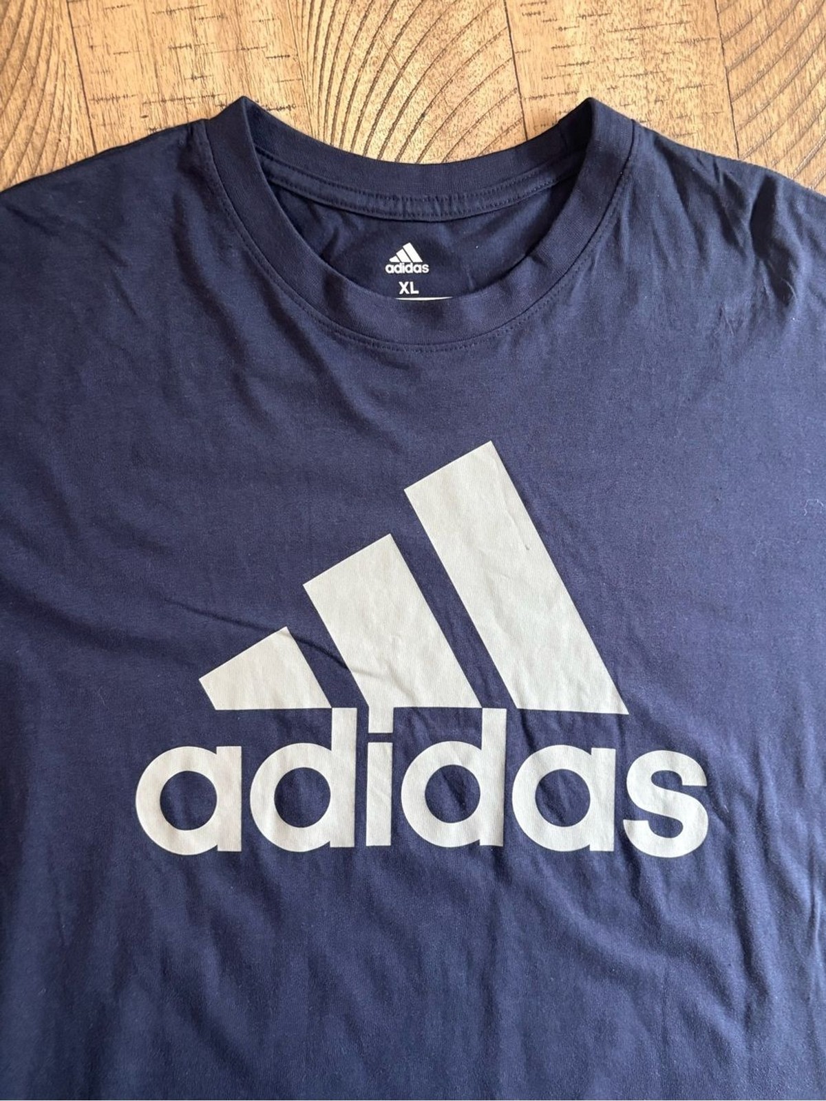 adidas Navy Blue Logo Short Sleeve Tee – XL