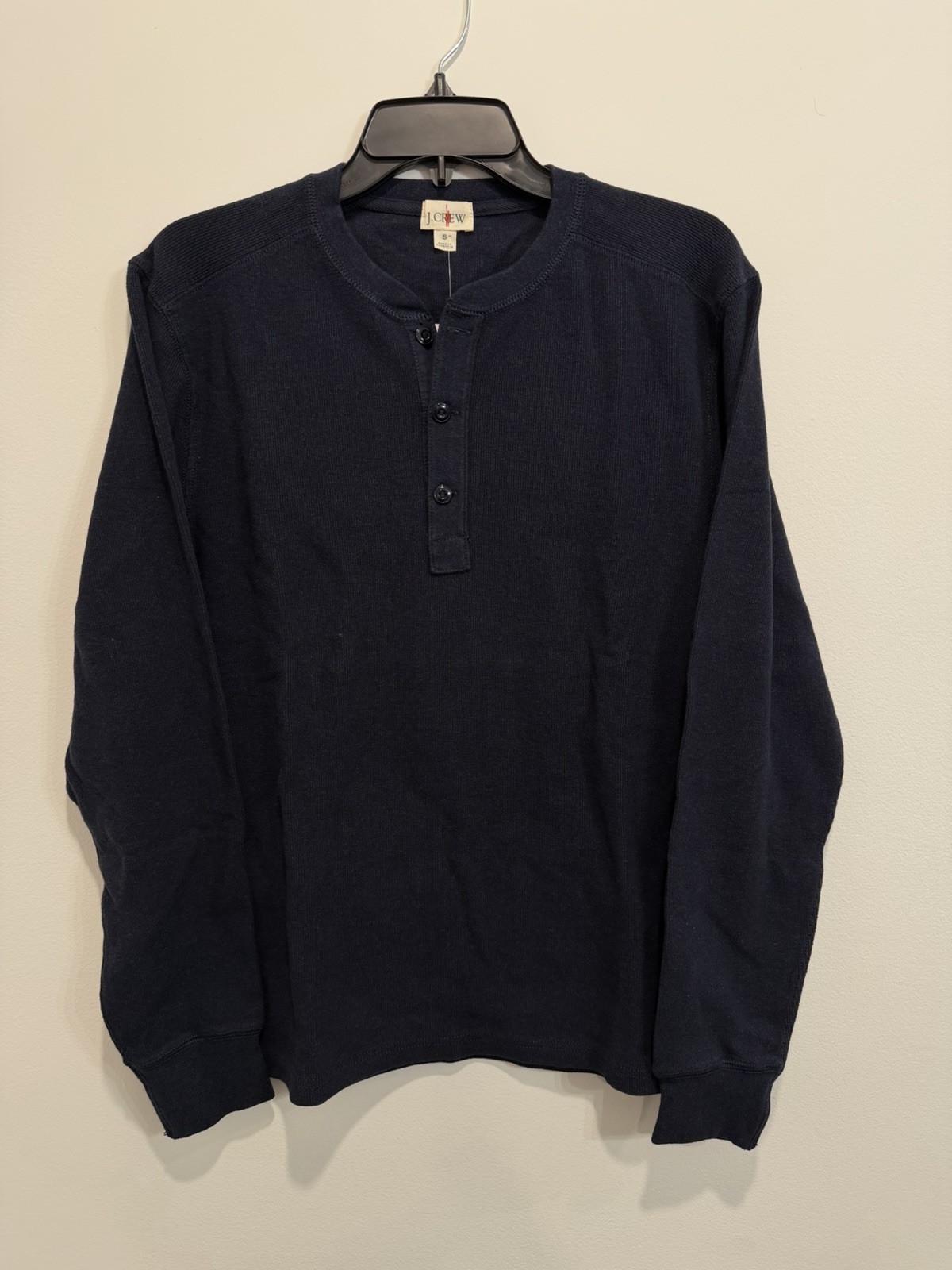 J Crew Men Navy Jacquard rib-knit henley Size Small MSRP $98