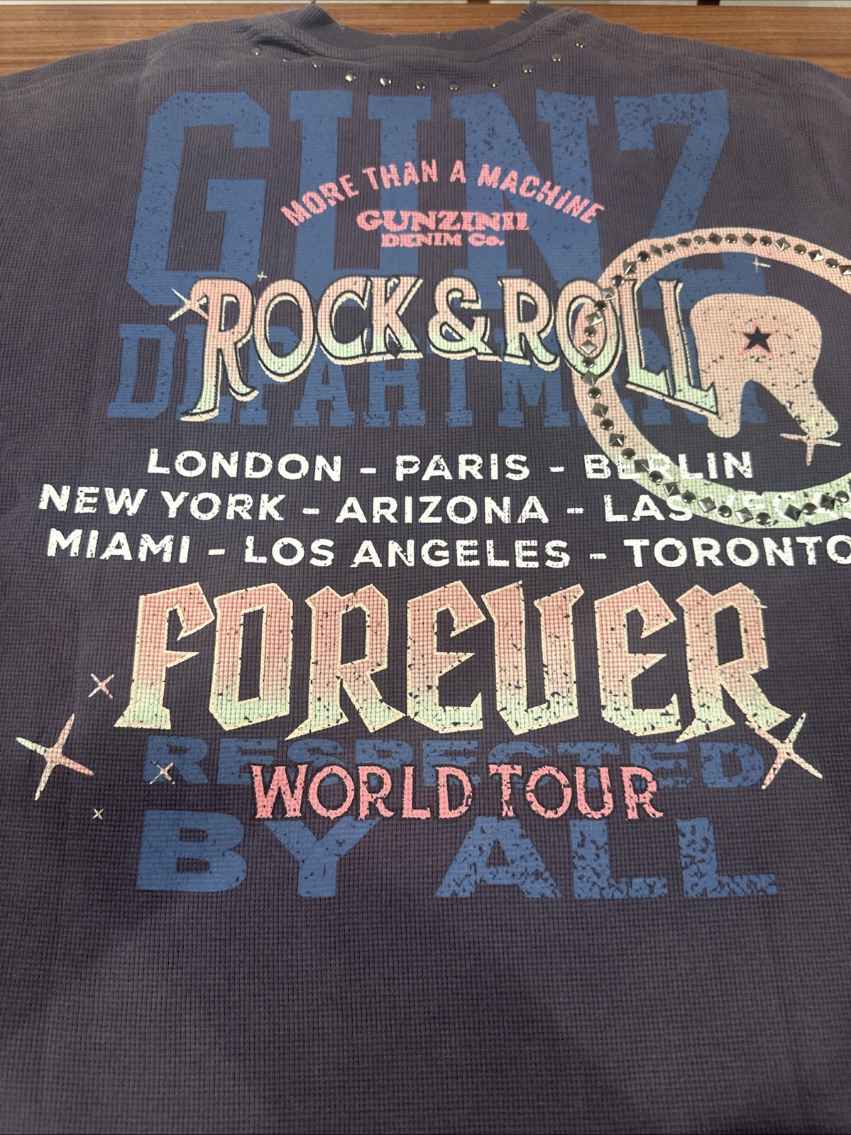 Men’s 2XL Gunzinii Thermal Longsleeve Hardware Shirt Rock N Roll World Tour NWT