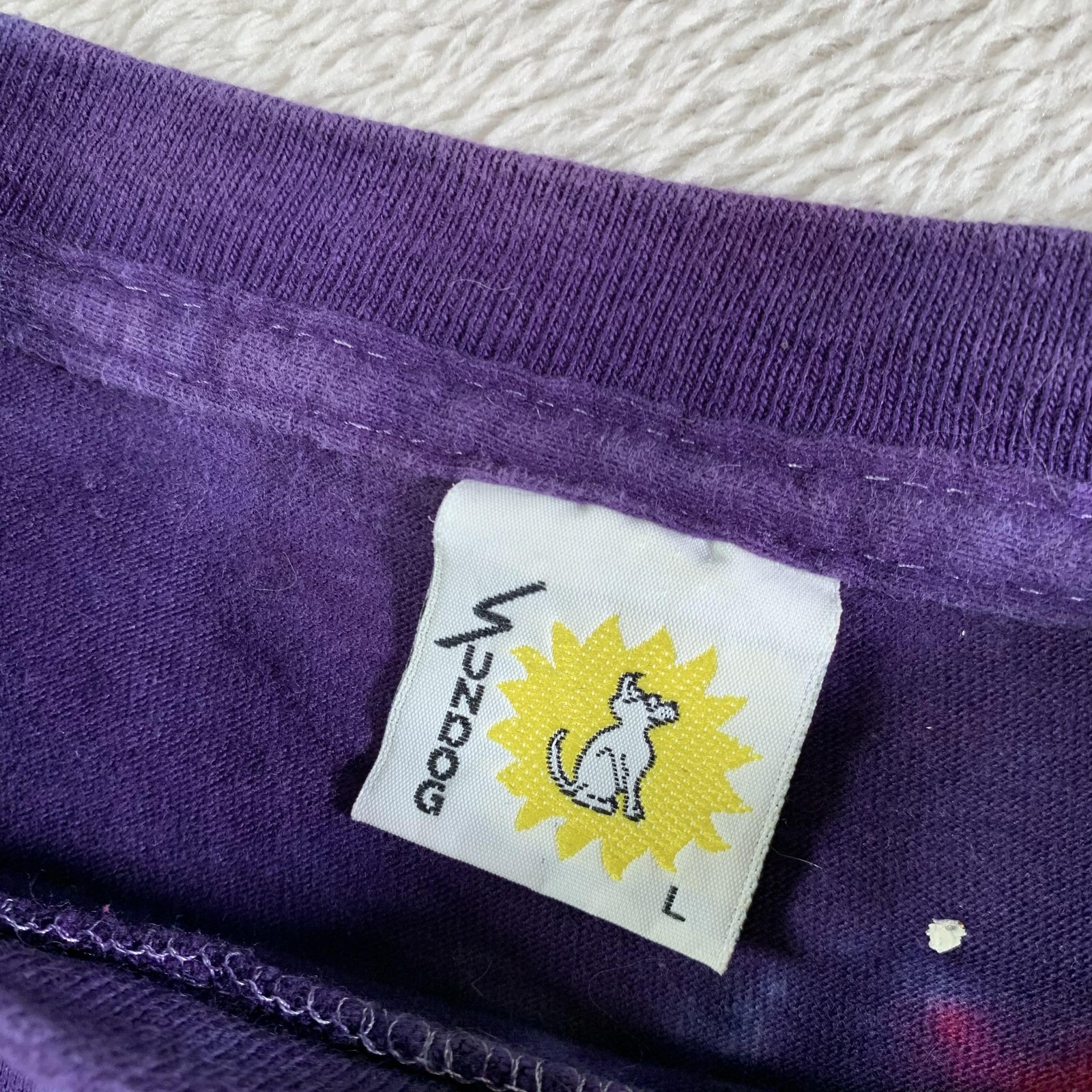 Vintage Sundog Shirt Mens Large Purple Spiral Tie Dye Psychedelic Made USA 90s