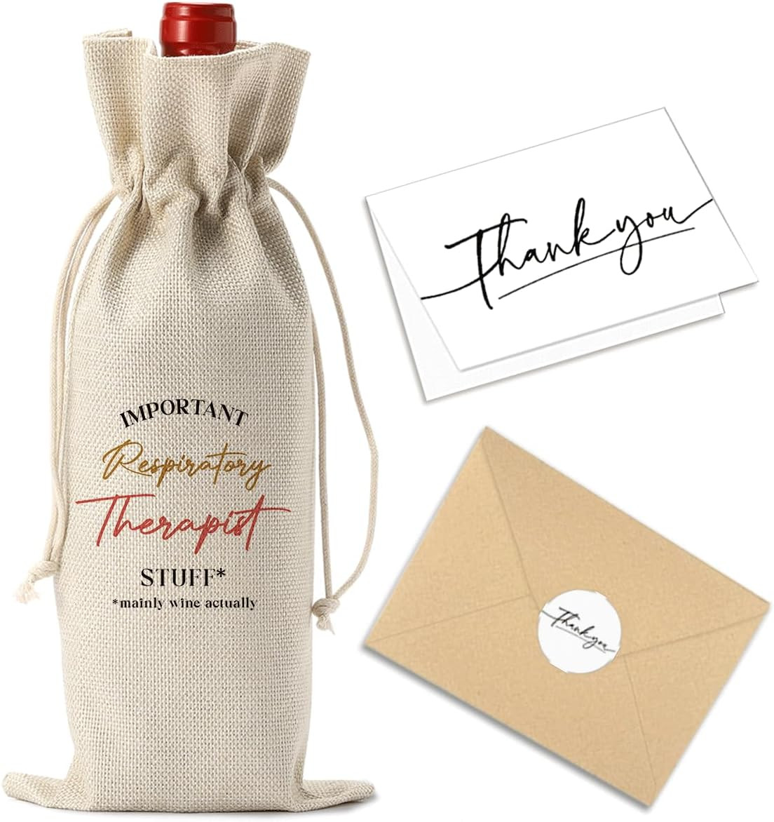 Respiratory Therapist Gifts Wine Bag with Thank You Card Appreciation Gifts Chri