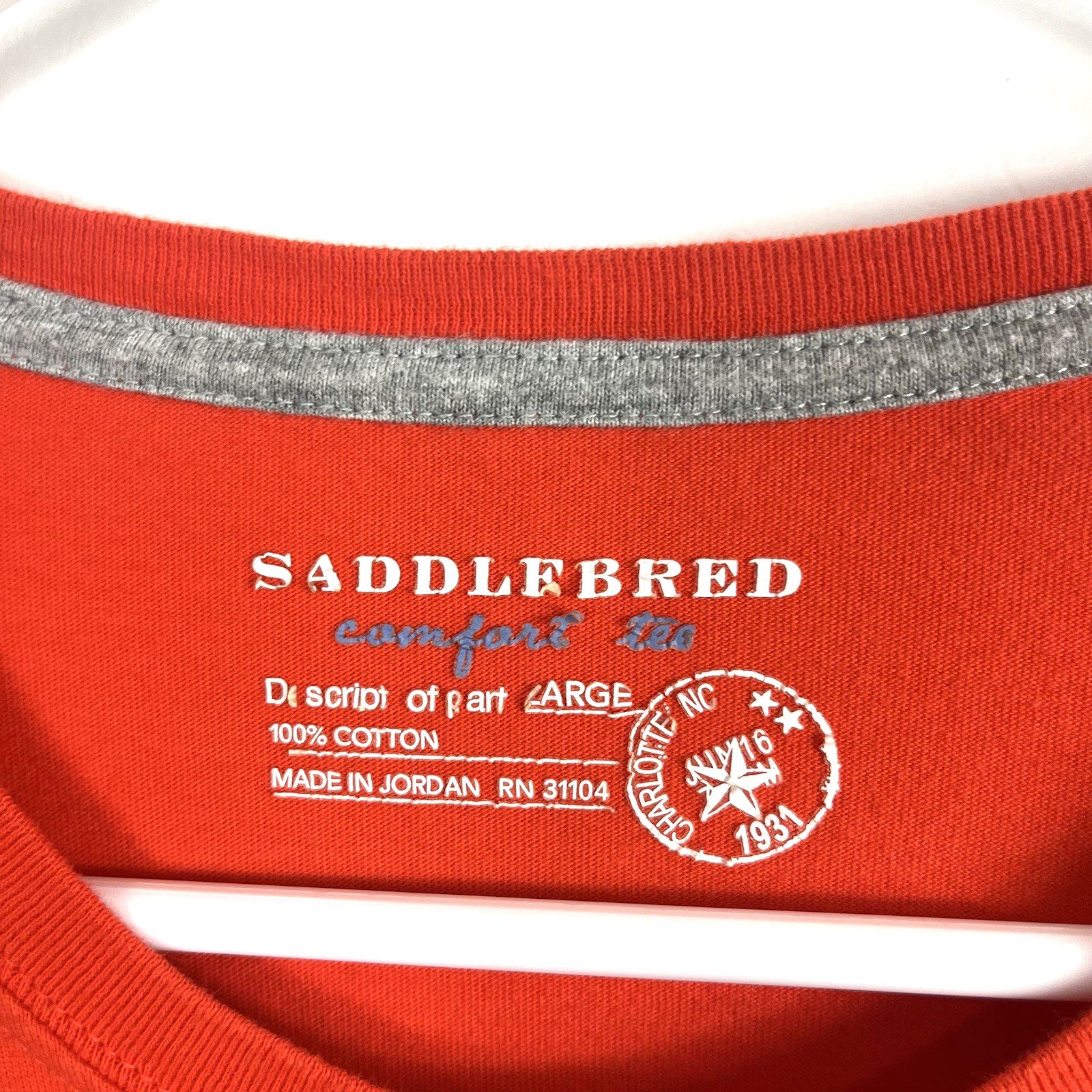 Saddlebred Men’s Solid Orange Pocket Round Neck Short Casual Sleeve T-Shirt Sz L