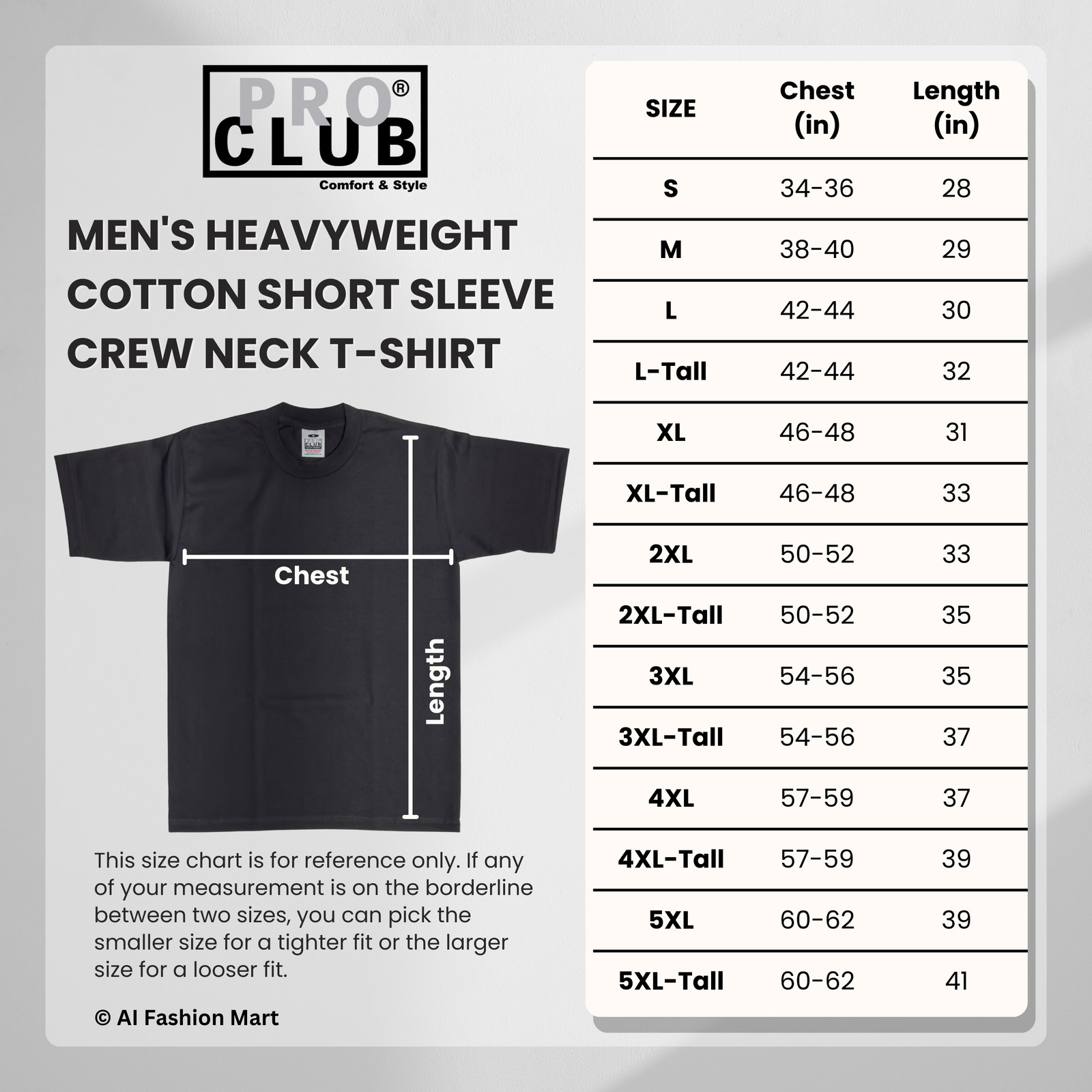 Pro Club Men’s Heavyweight Cotton Short Sleeve Crew Neck T-Shirt