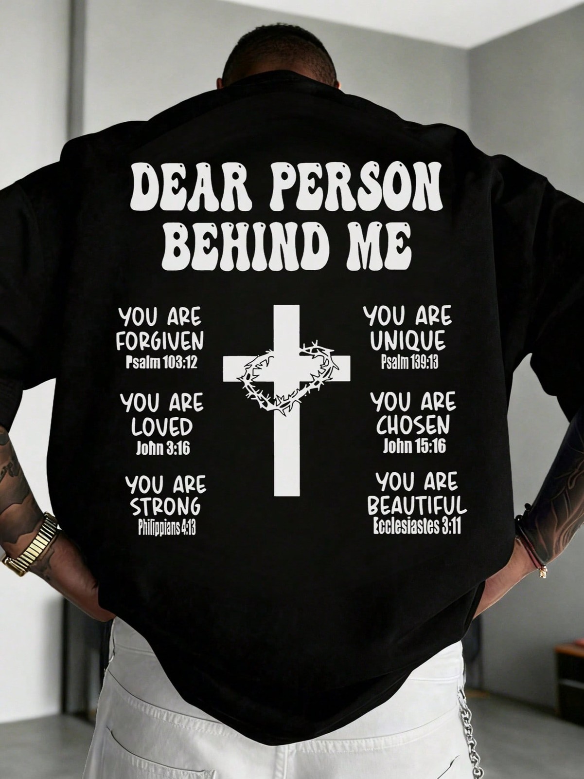 K-GLORY Men’s Casual Versatile English Slogan & Cross Print Short Sleeve T-Shirt